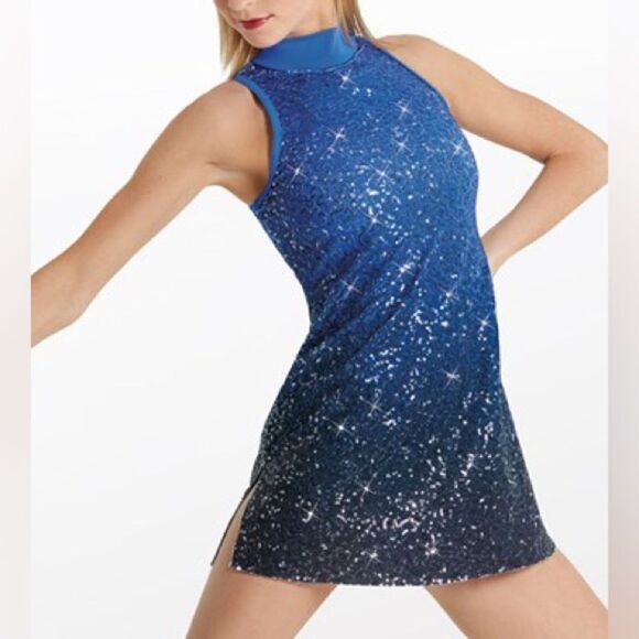 WEISSMAN Balera Dance Costume OMBRE blue SEQUIN PERFORMANCE DRESS D11120 MA - Picture 1 of 11